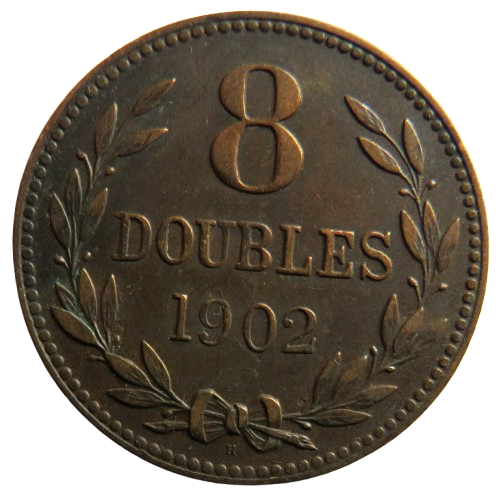 1902-H Guernsey 8 Doubles Coin