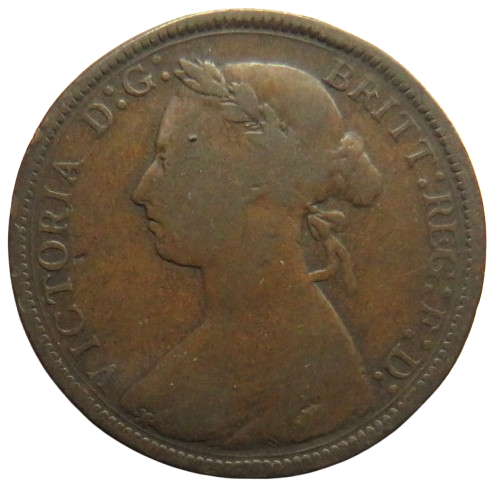 1888 Queen Victoria Bun Head Halfpenny Coin - Great Britain