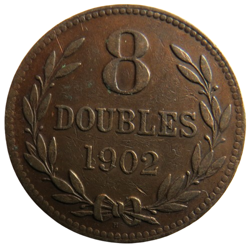 1902-H Guernsey 8 Doubles Coin