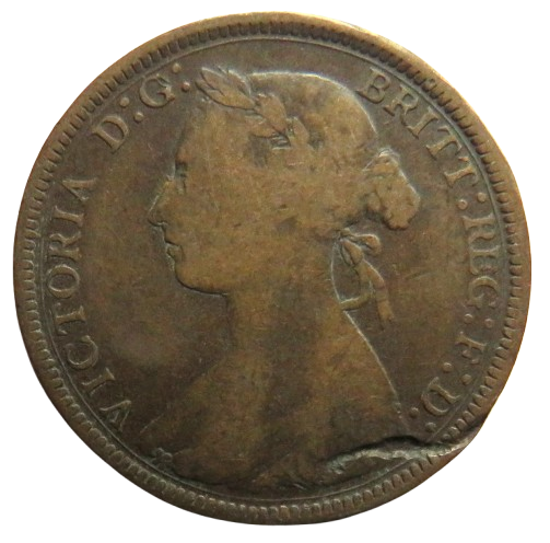 1886 Queen Victoria Bun Head Halfpenny Coin - Great Britain