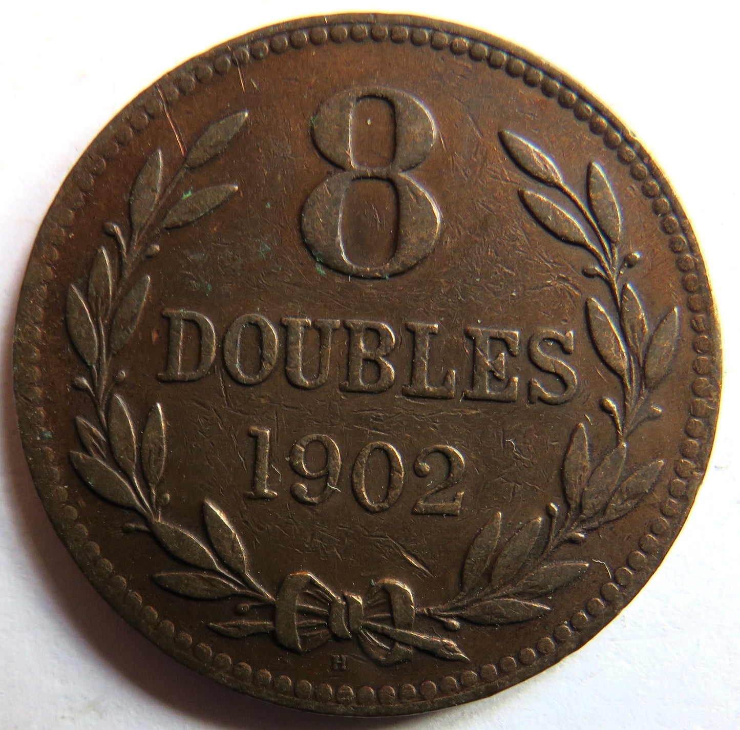1902-H Guernsey 8 Doubles Coin
