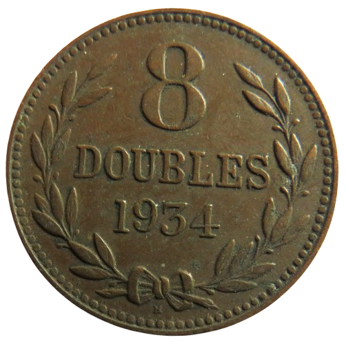 1934 Guernsey 8 Doubles Coin