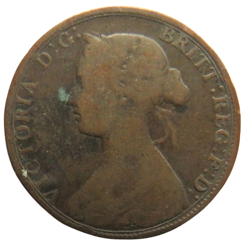 1862 Queen Victoria Bun Head Halfpenny Coin - Great Britain