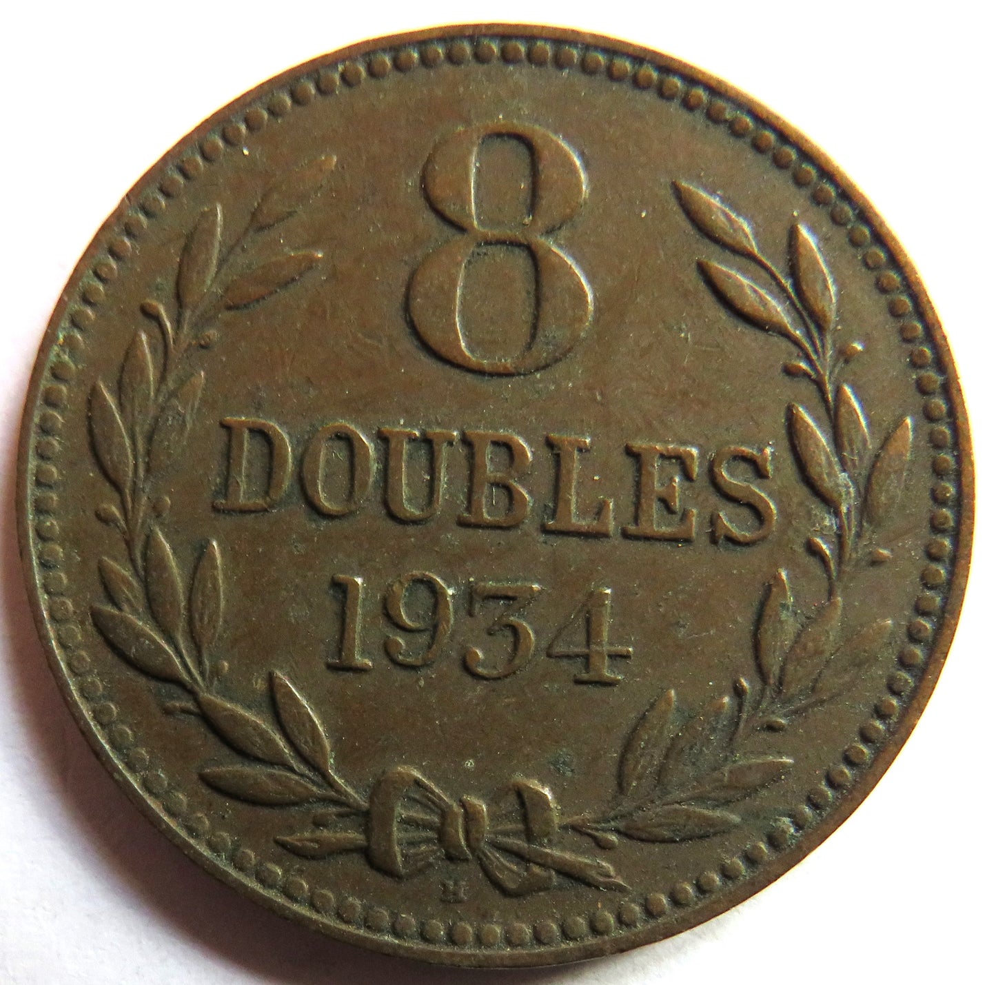 1934 Guernsey 8 Doubles Coin