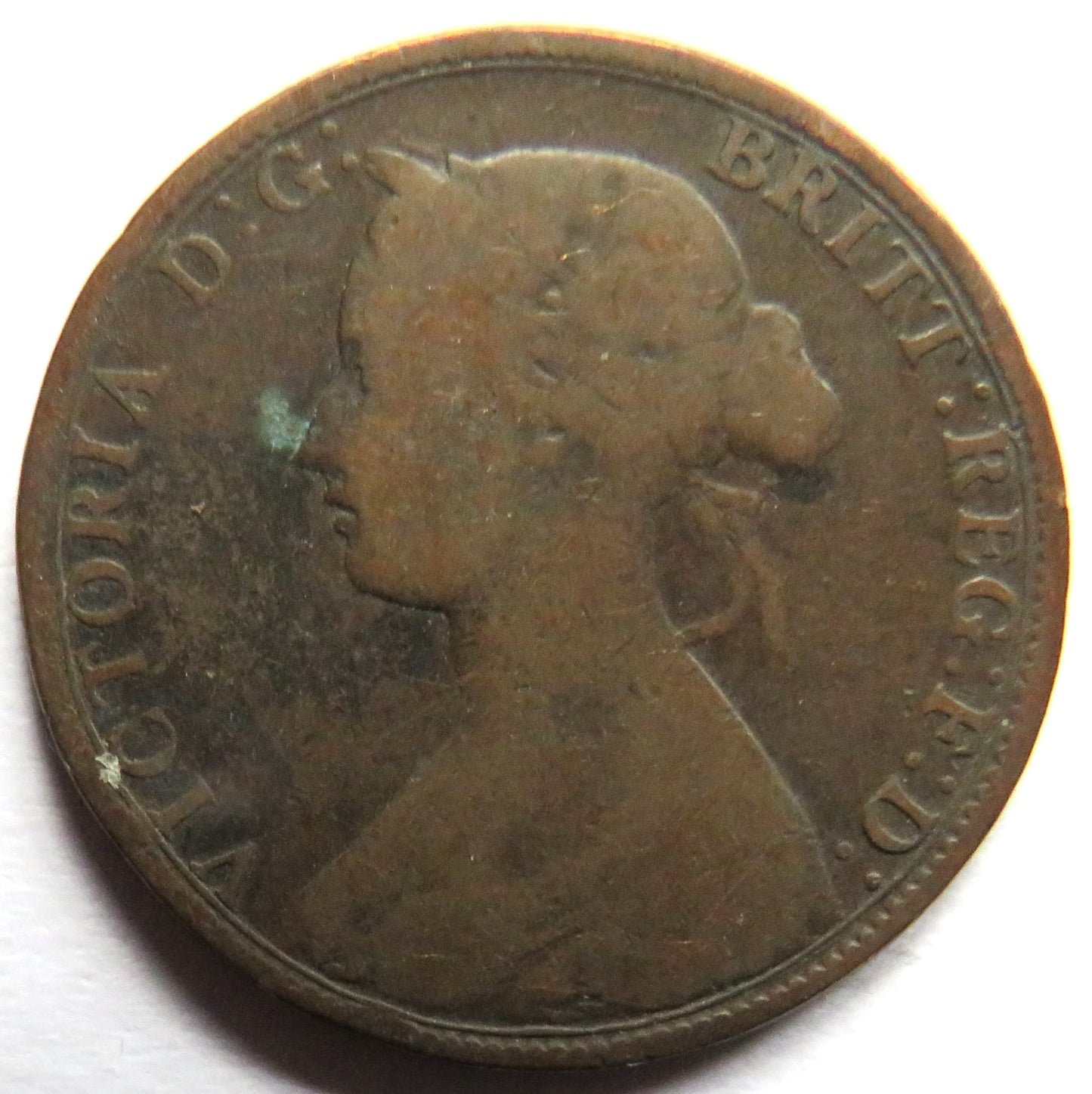 1862 Queen Victoria Bun Head Halfpenny Coin - Great Britain