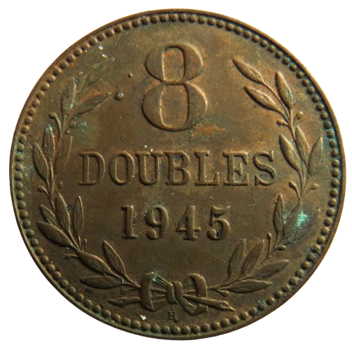 1945 Guernsey 8 Doubles Coin