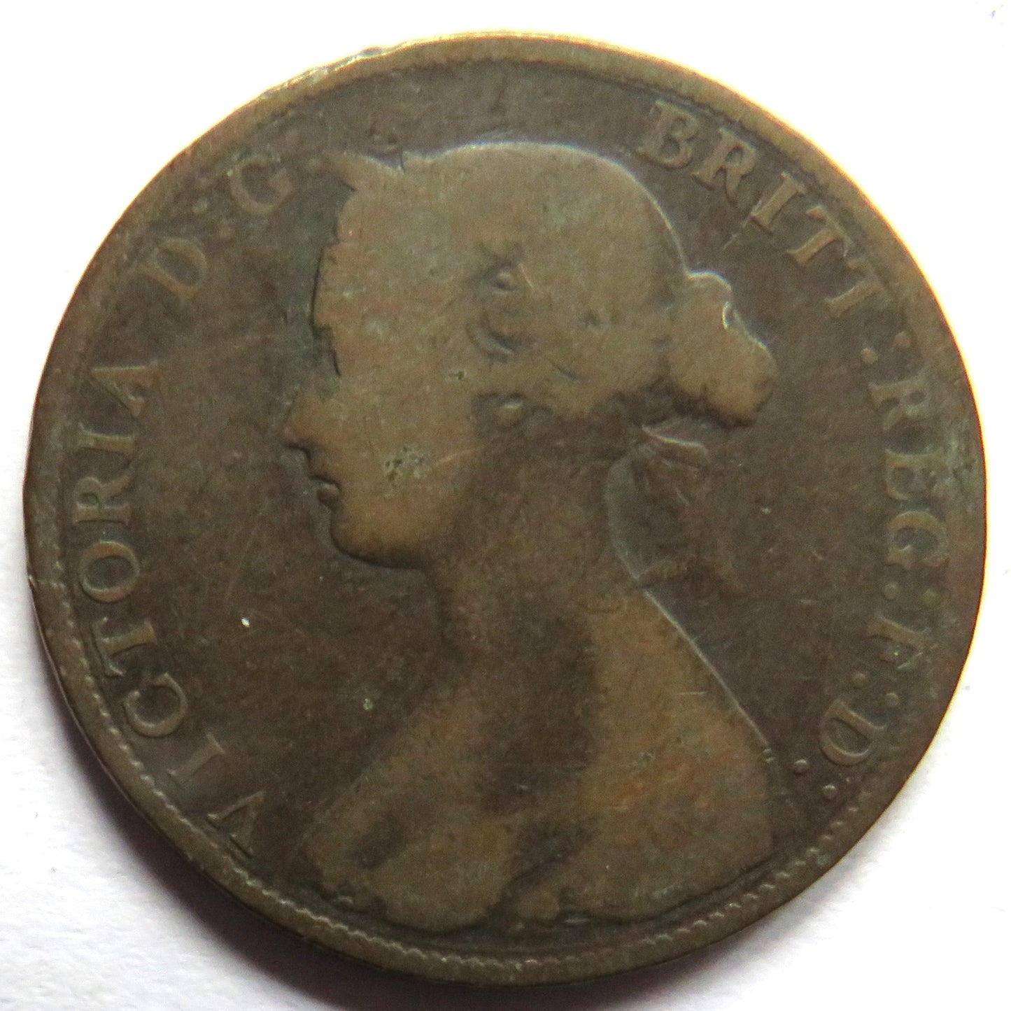 1862 Queen Victoria Bun Head Halfpenny Coin - Great Britain
