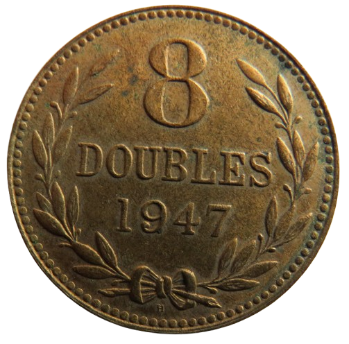 1947 Guernsey 8 Doubles Coin In High Grade