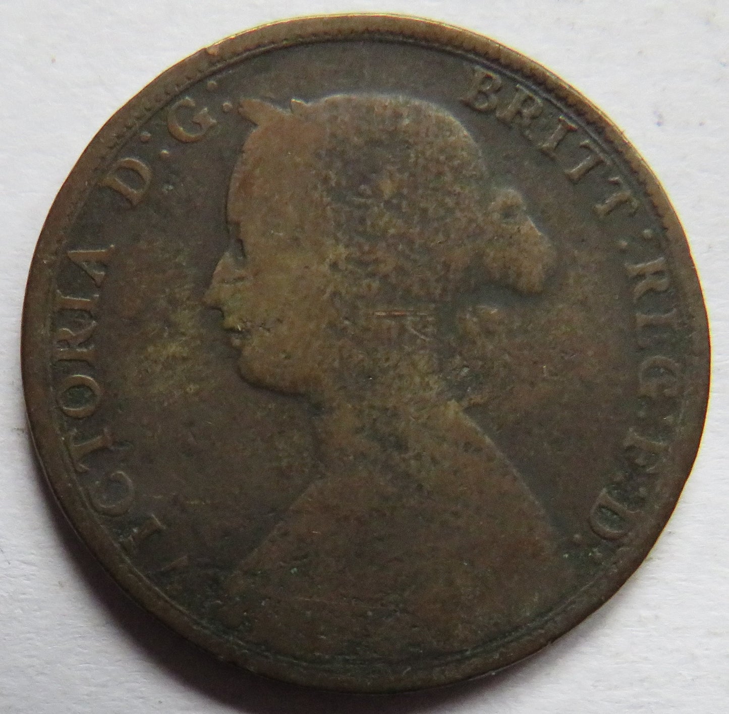 1862 Queen Victoria Bun Head Halfpenny Coin - Great Britain