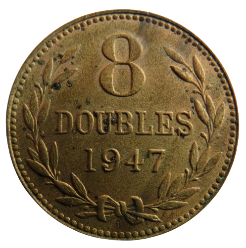 1947 Guernsey 8 Doubles Coin In High Grade