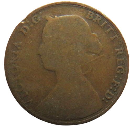 1861 Queen Victoria Bun Head Halfpenny Coin - Great Britain