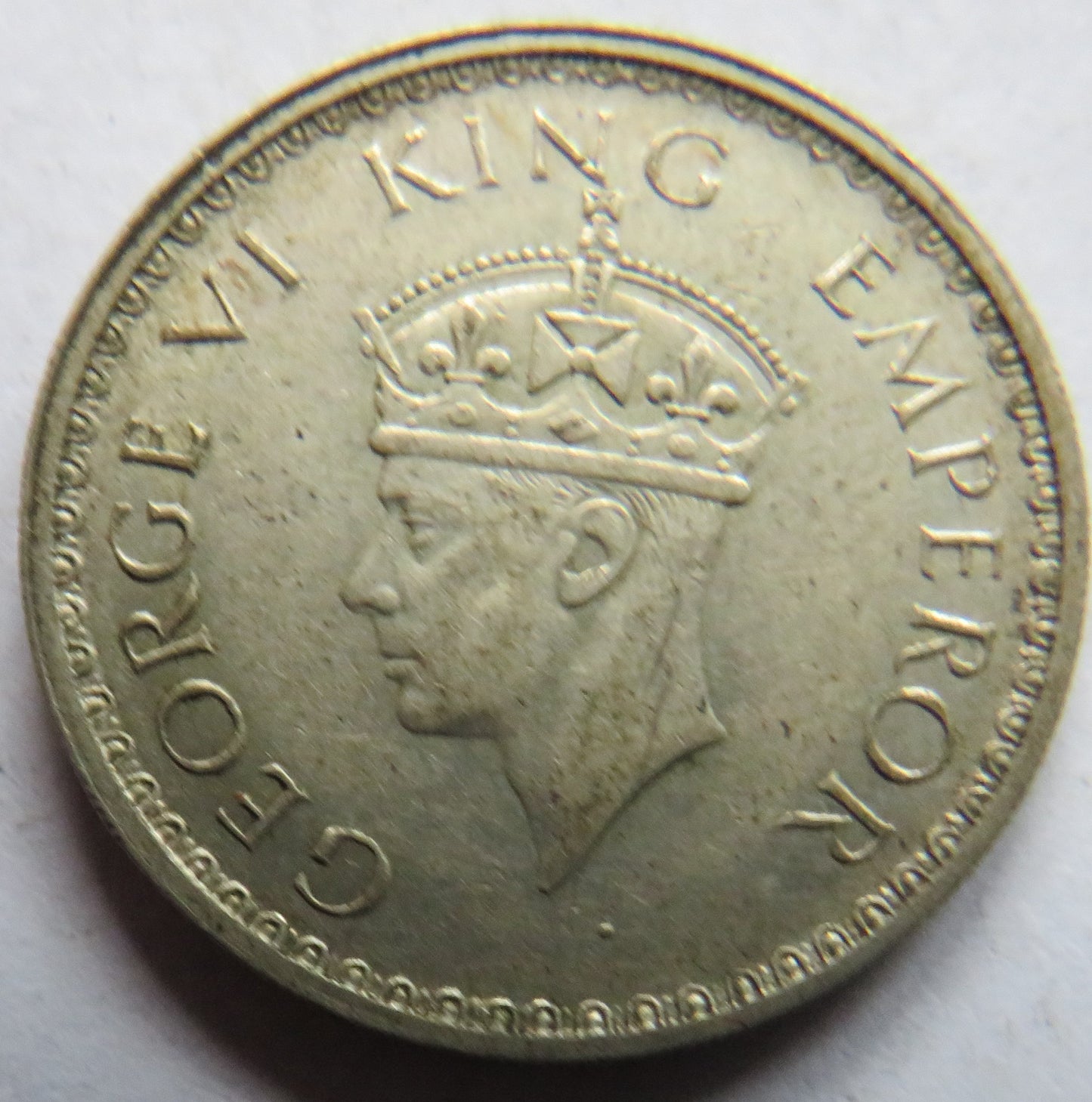 1941 King George VI India Silver 1/2 Rupee Coin