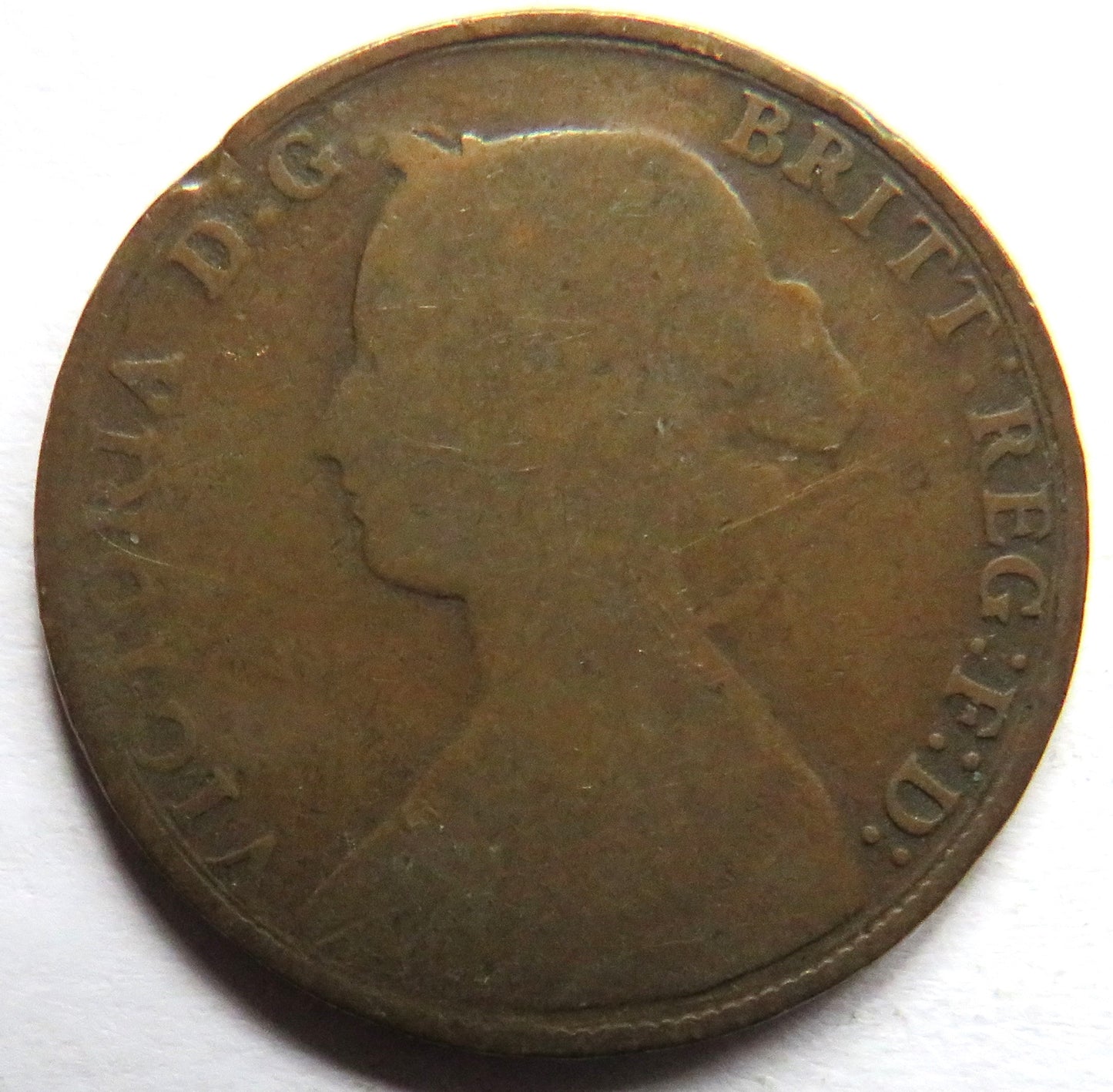 1861 Queen Victoria Bun Head Halfpenny Coin - Great Britain