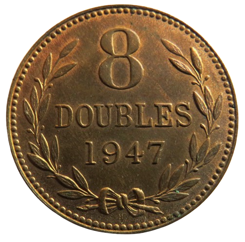 1947 Guernsey 8 Doubles Coin In High Grade