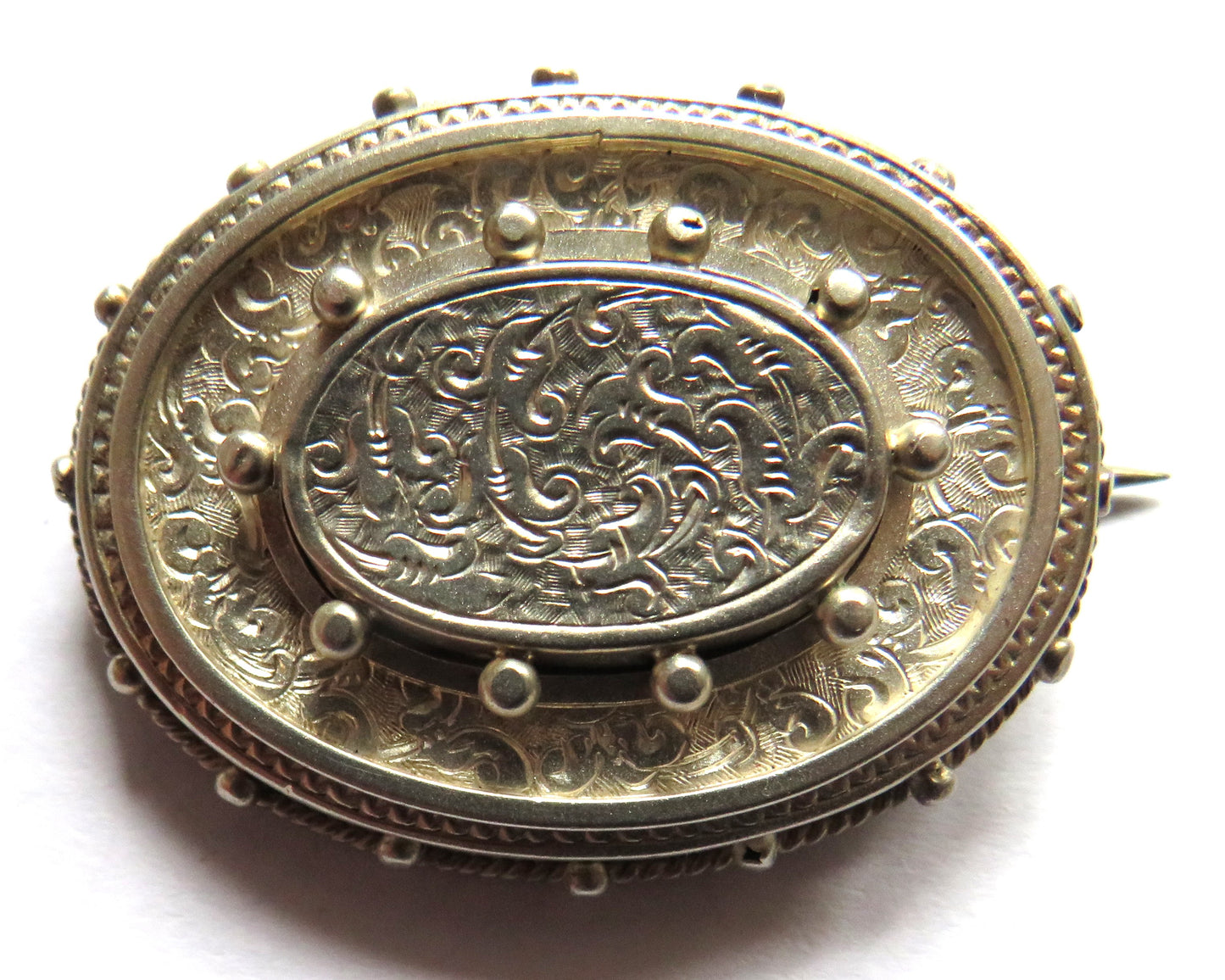 Antique Victorian White Metal Brooch