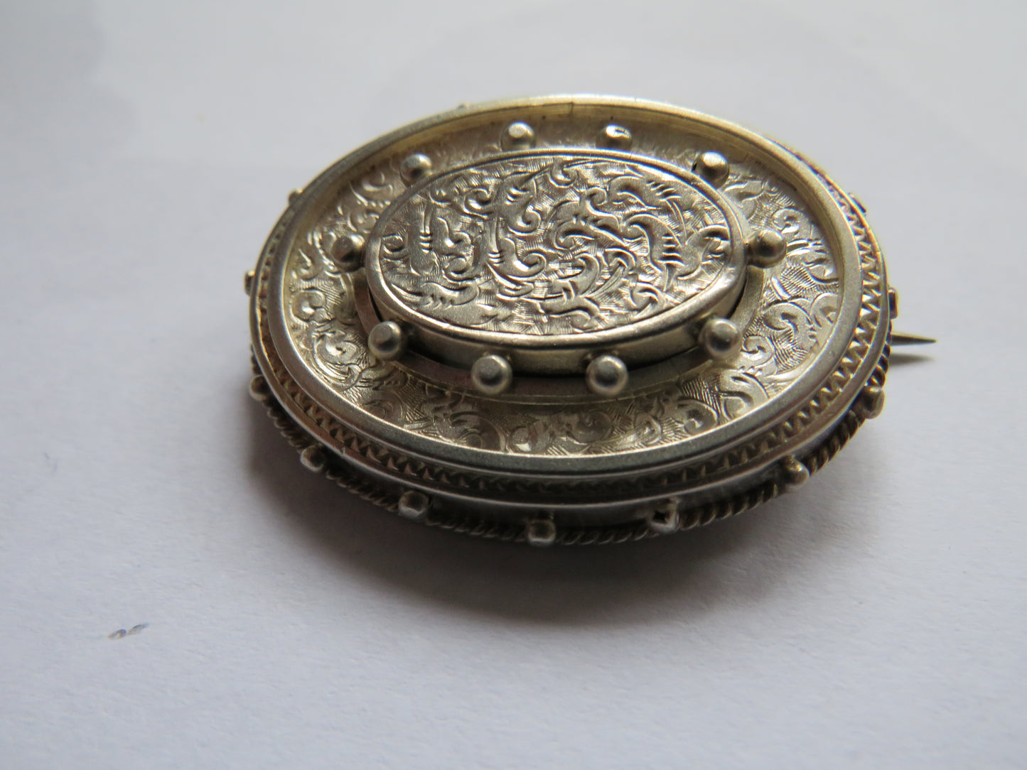 Antique Victorian White Metal Brooch