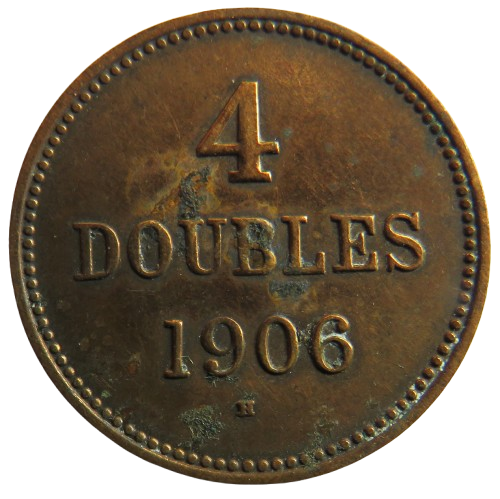 1906-H Guernsey 4 Doubles Coin