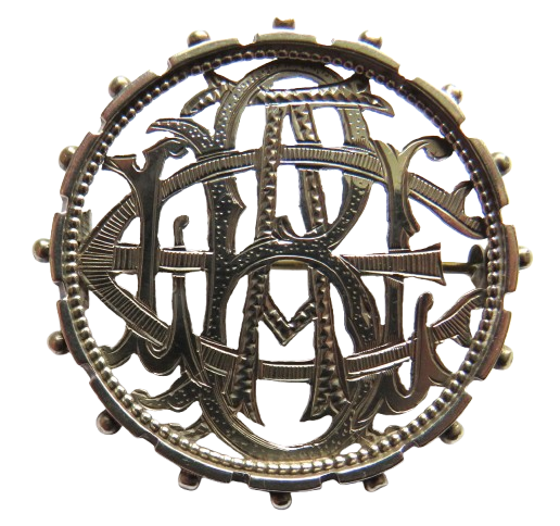 Antique Victorian Silver / White Metal Named / Initialled Brooch