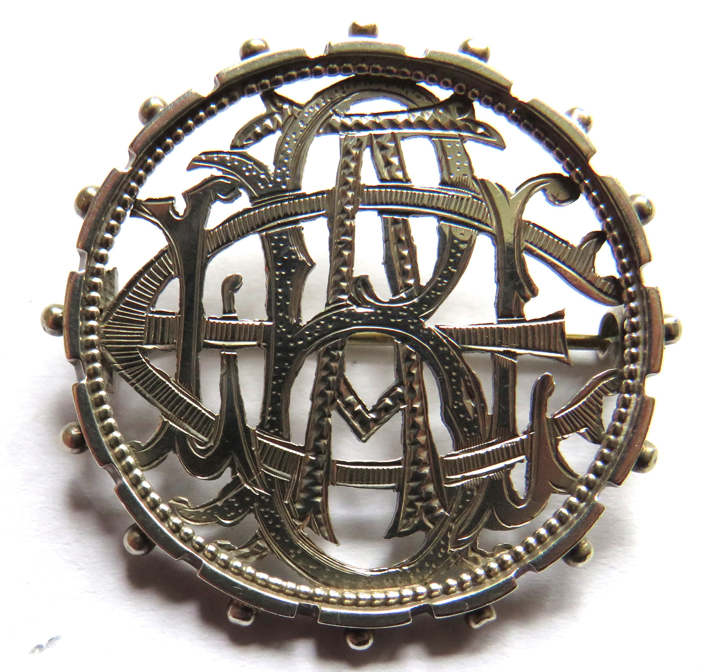 Antique Victorian Silver / White Metal Named / Initialled Brooch