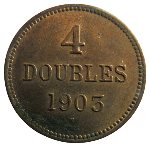1903-H Guernsey 4 Doubles Coin In Higher Grade