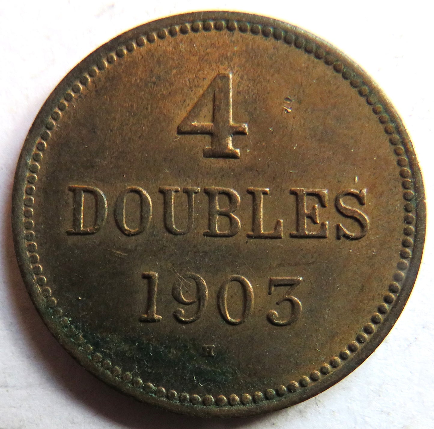 1903-H Guernsey 4 Doubles Coin In Higher Grade