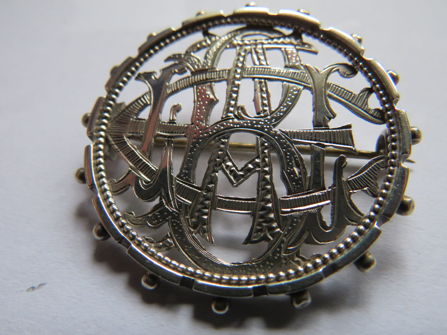 Antique Victorian Silver / White Metal Named / Initialled Brooch