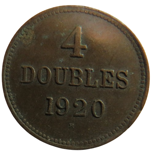 1920-H Guernsey 4 Doubles Coin