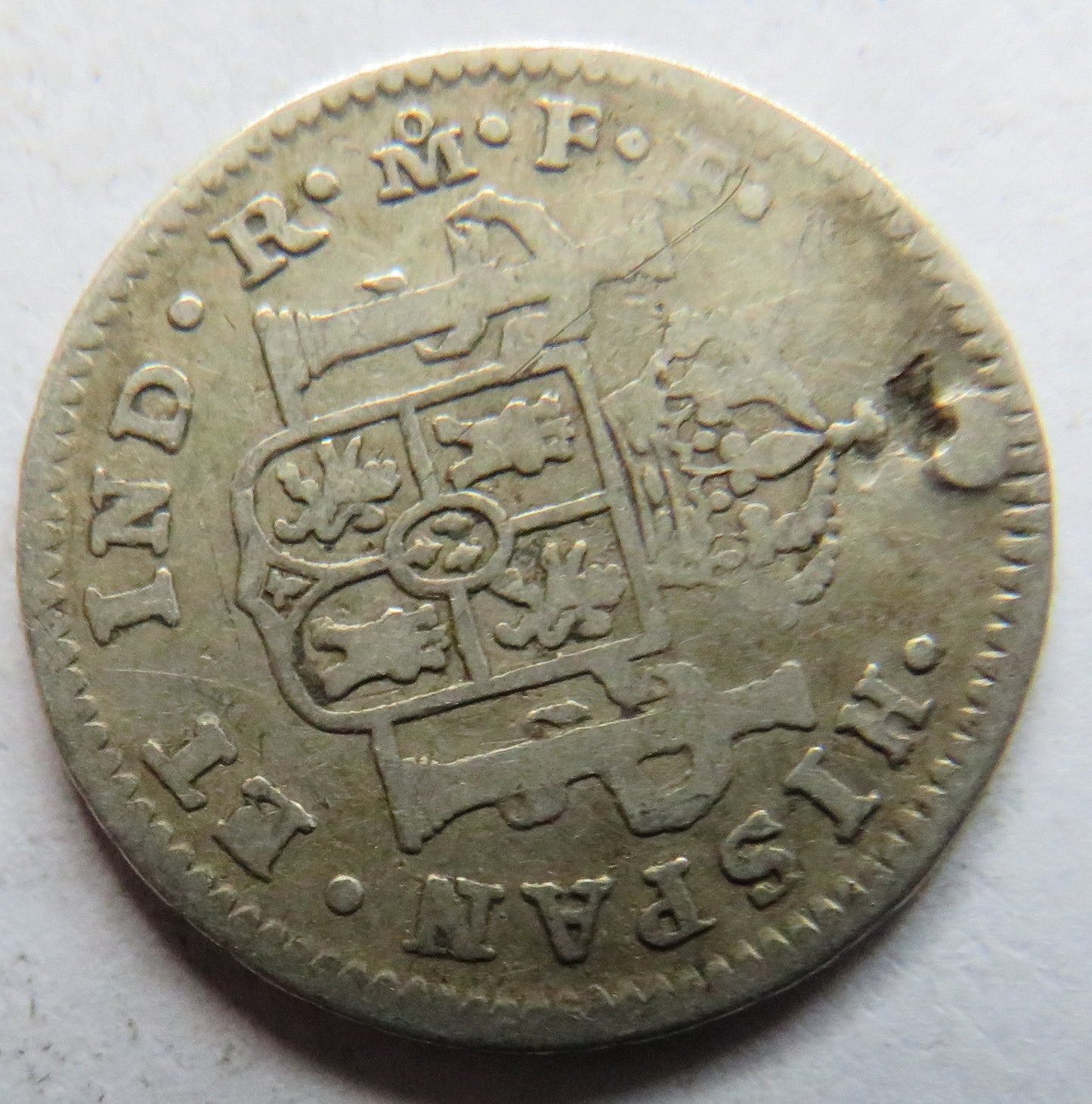 1780 Mexico Silver 1/2 Real Coin (Holed)