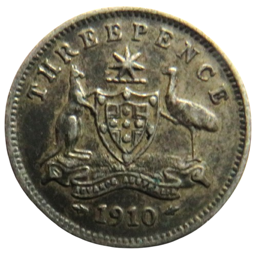 1910 King Edward VII Australia Silver Threepence Coin - Great Britain