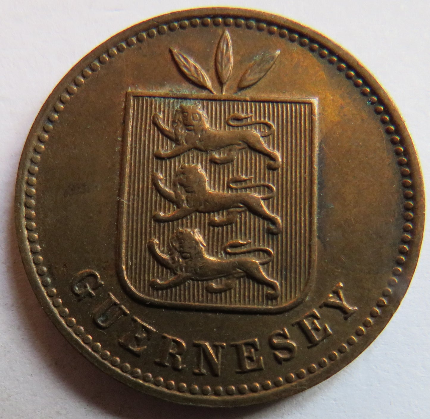 1908-H Guernsey 4 Doubles Coin