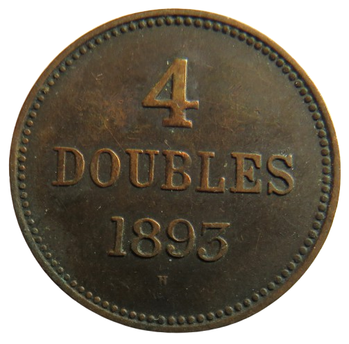 1893-H Guernsey 4 Doubles Coin