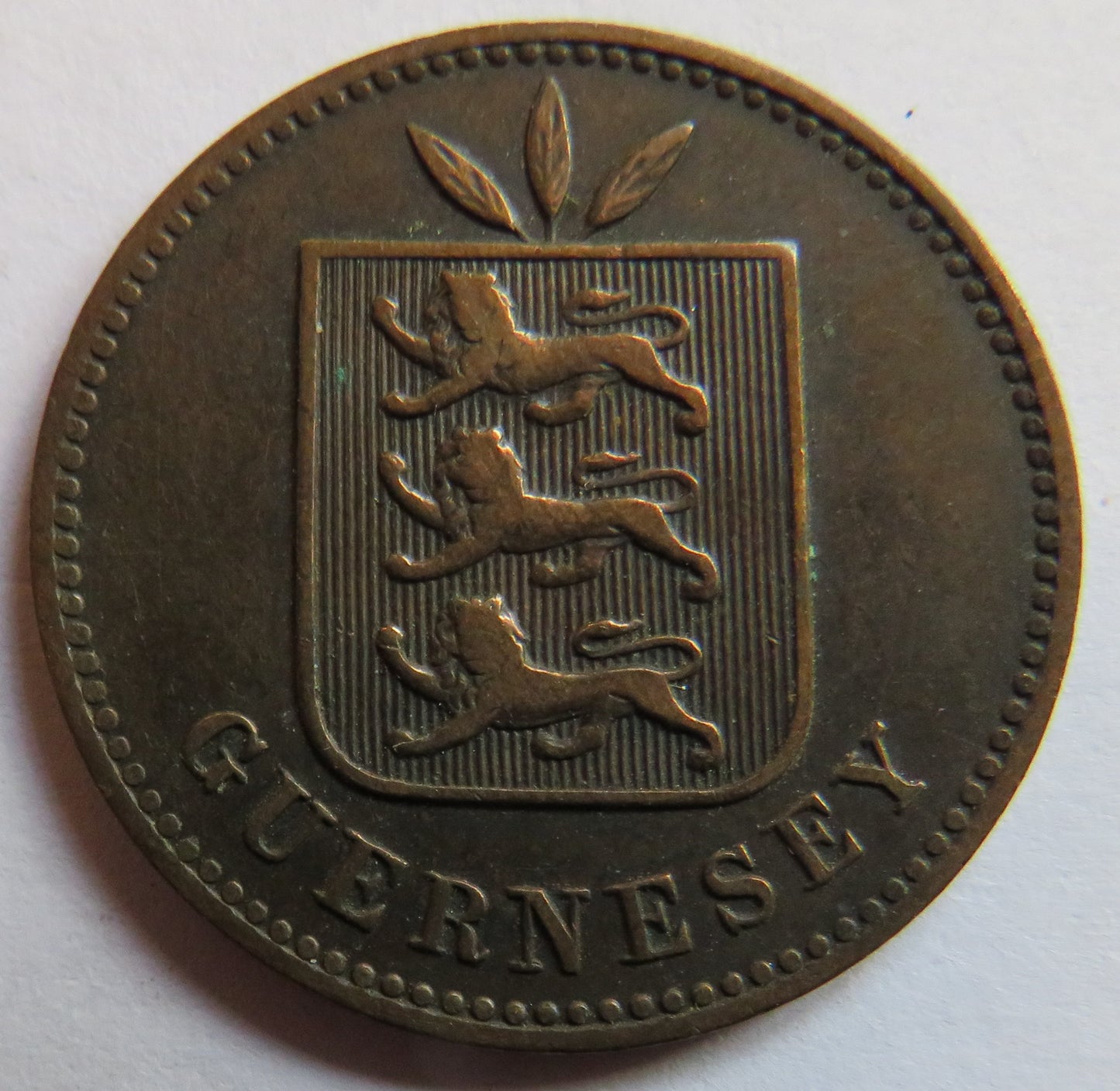 1893-H Guernsey 4 Doubles Coin