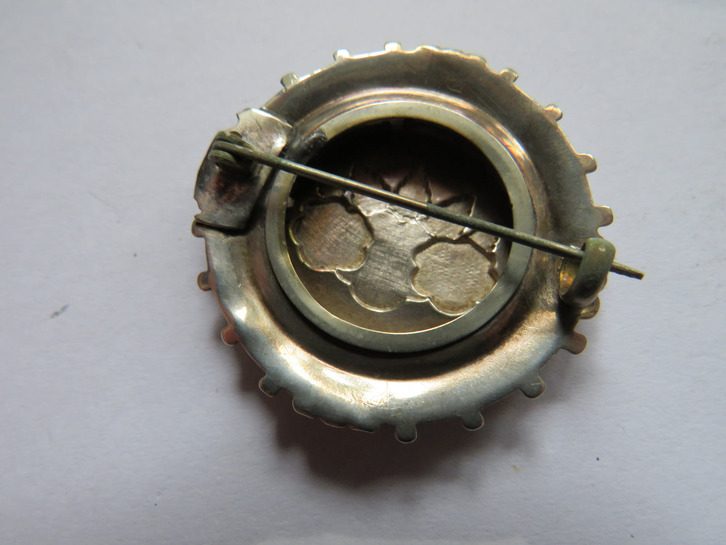 Antique Victorian Silver / White Metal Brooch Floral Design