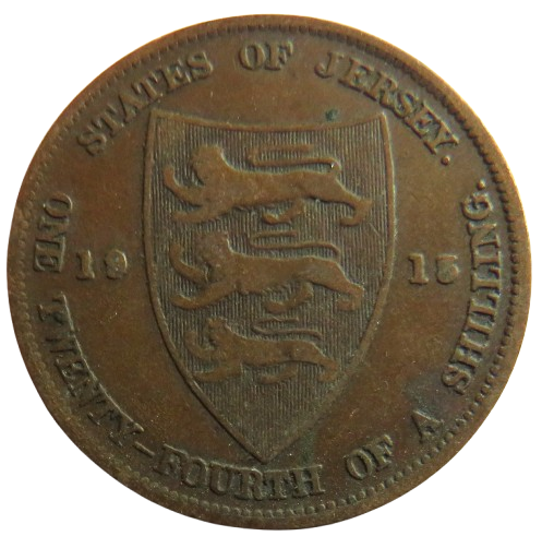 1913 King George V States of Jersey 1/24th of a Shilling Coin