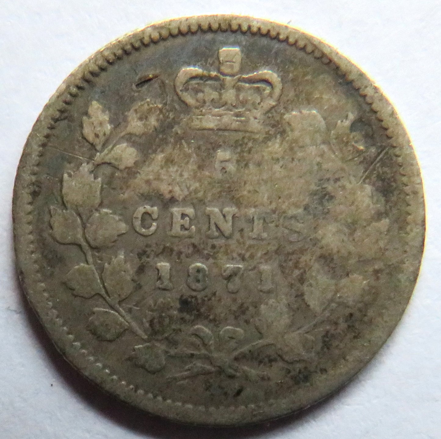 1871 Queen Victoria Canada Silver 5 Cents Coin