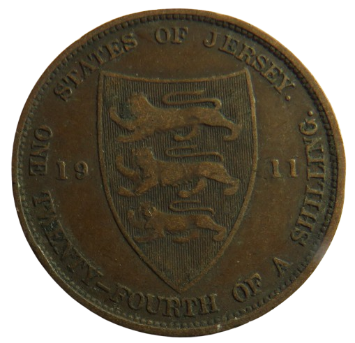 1911 King George V States of Jersey 1/24th of a Shilling Coin