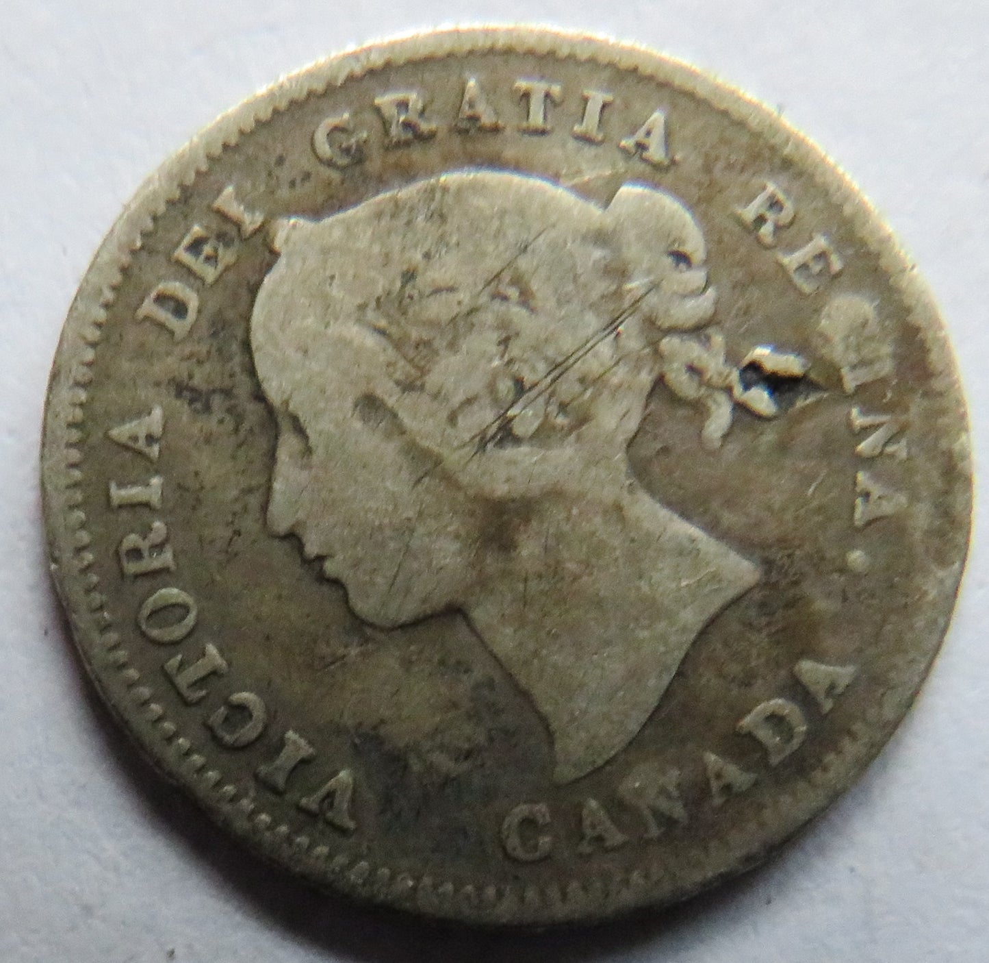 1871 Queen Victoria Canada Silver 5 Cents Coin
