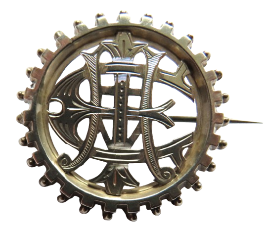 Antique Victorian Silver / White Metal Initialled Brooch