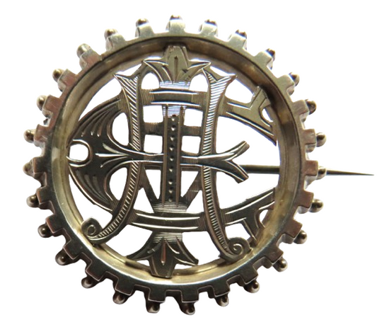 Antique Victorian Silver / White Metal Initialled Brooch