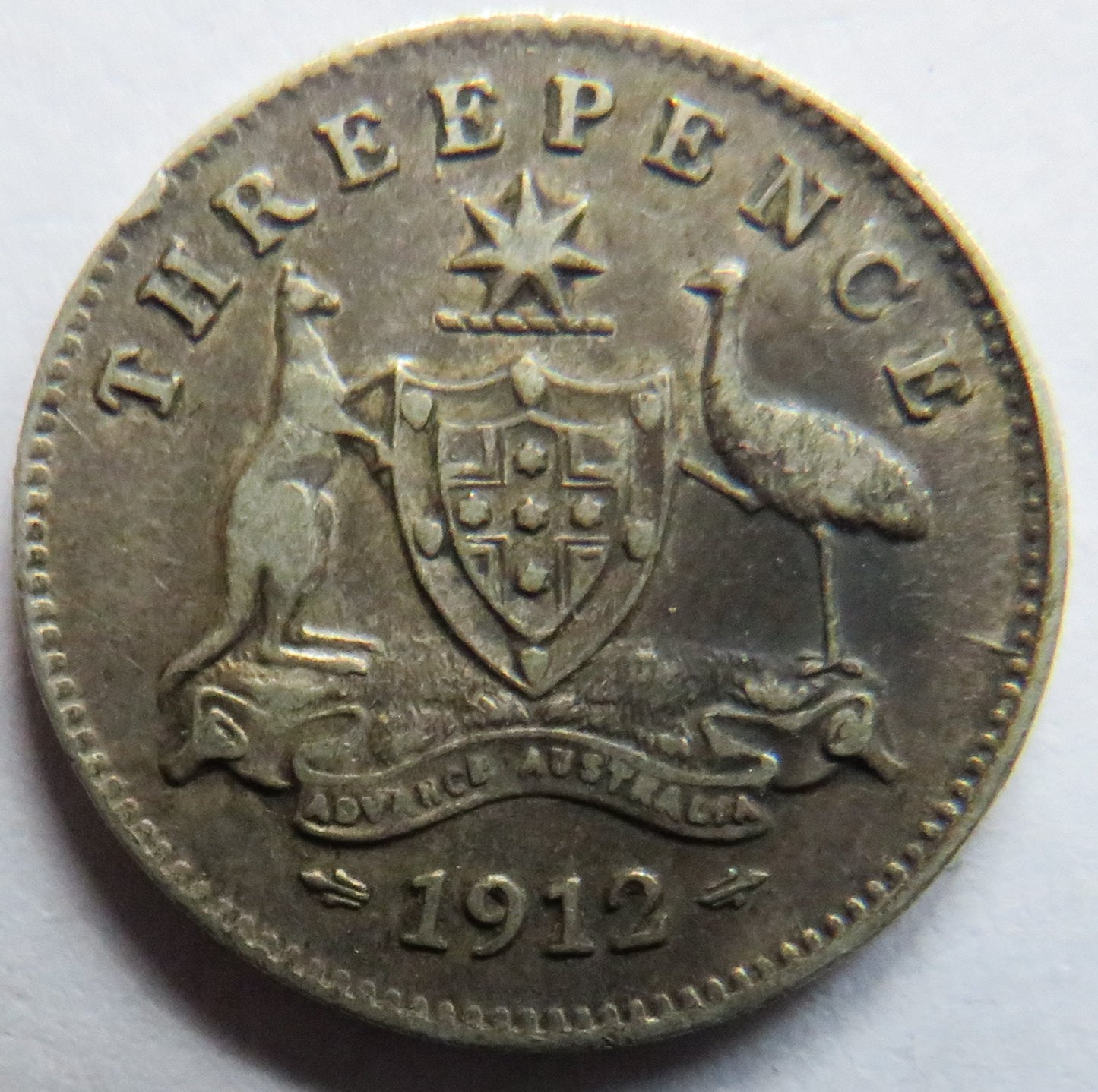 1912 King George V Australia Silver Threepence Coin