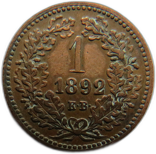 1892 Austria Hungary One Kreuzer Coin