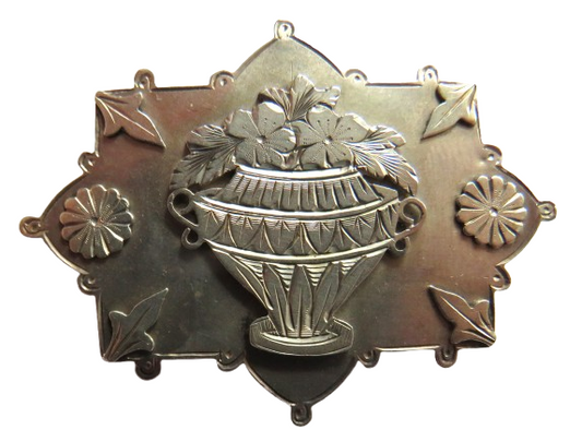 Antique Victorian Sterling Silver Floral Brooch Birmingham Hallmarks