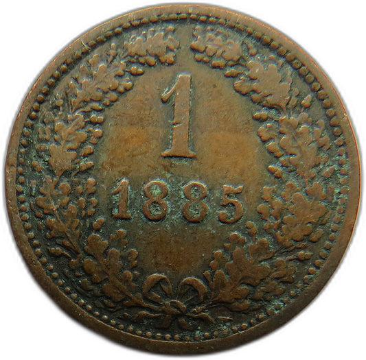 1885 Austria 1 One Kreuzer Coin