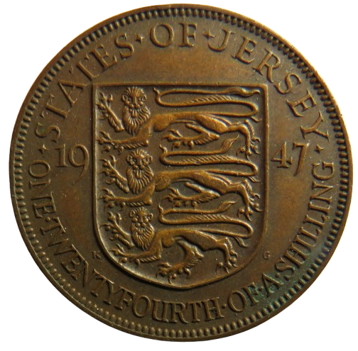 1947 King George VI States of Jersey 1/24th of a Shilling Coin