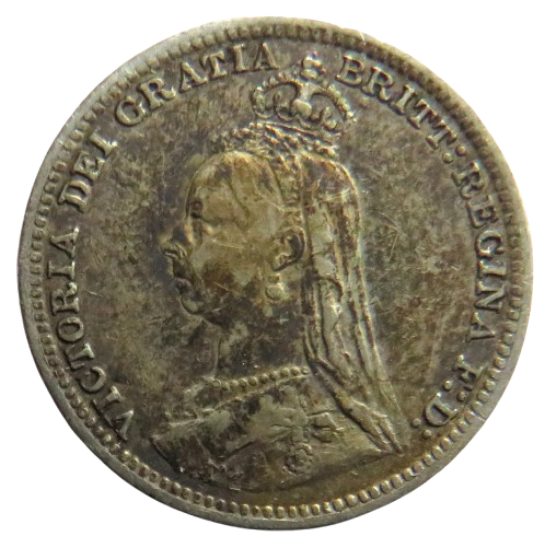 1891 Queen Victoria Jubilee Head Silver Threepence Coin - Great Britain