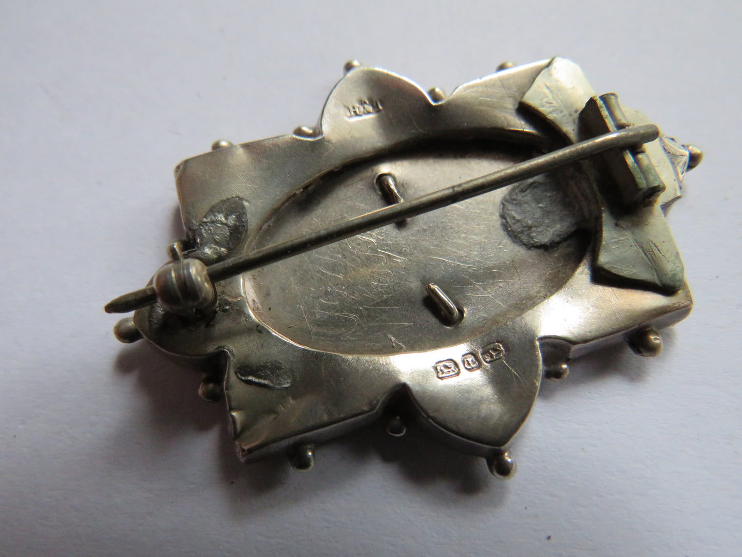 Antique Victorian Sterling Silver Floral Brooch Birmingham Hallmarks