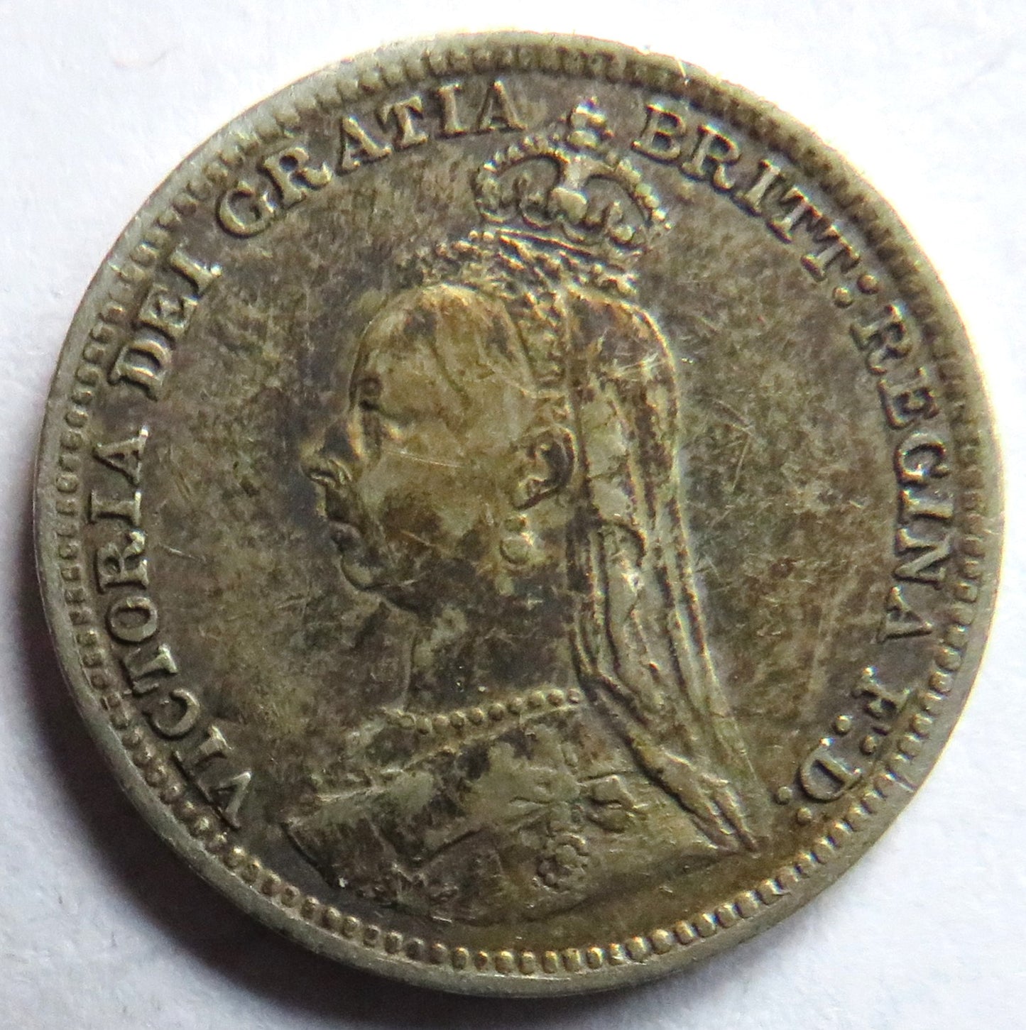 1891 Queen Victoria Jubilee Head Silver Threepence Coin - Great Britain