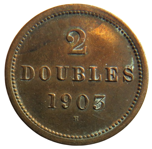 1903-H Guernsey 2 Doubles Coin