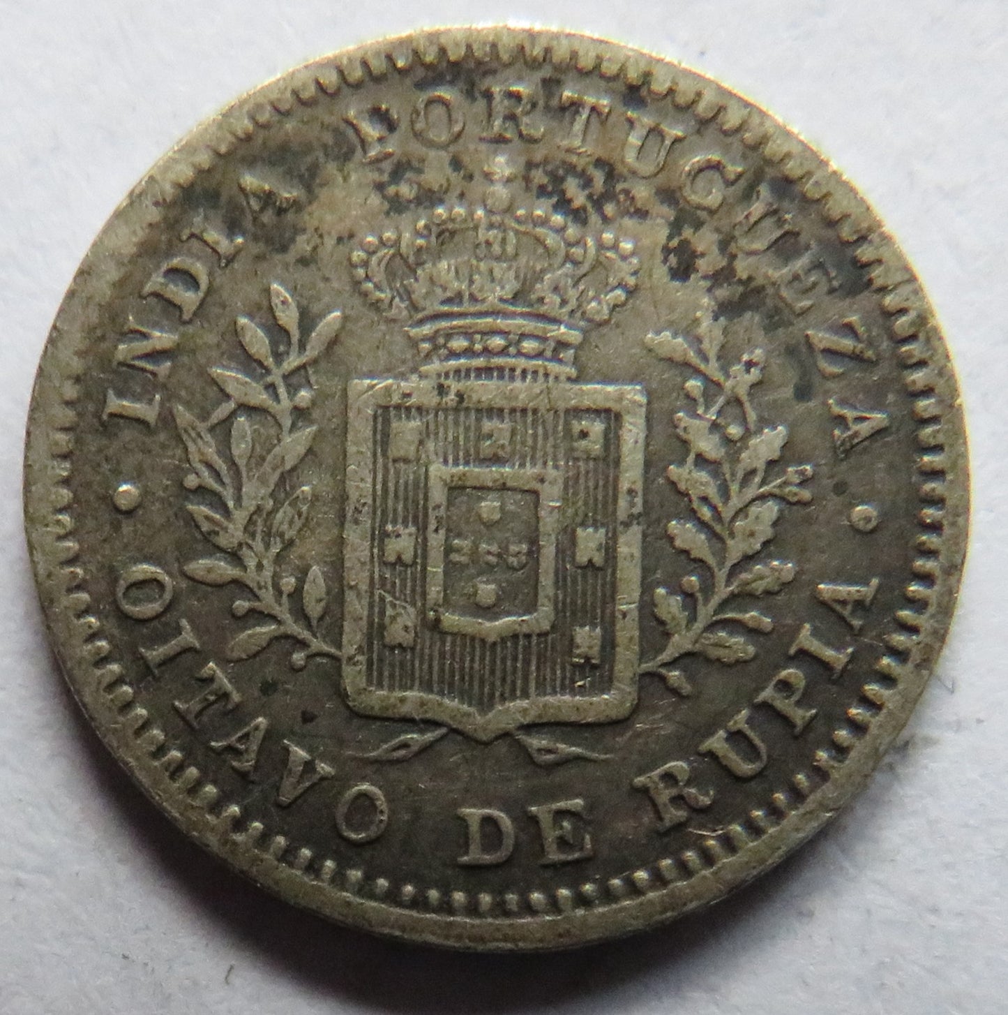 1881 India-Portuguese GOA 1/8 Rupia Coin
