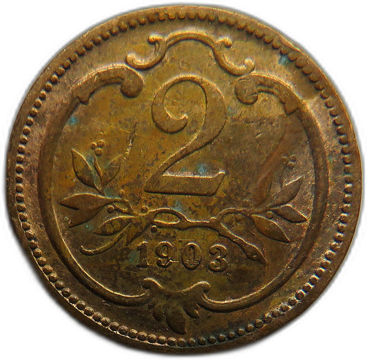 1903 Austria 2 Heller Coin